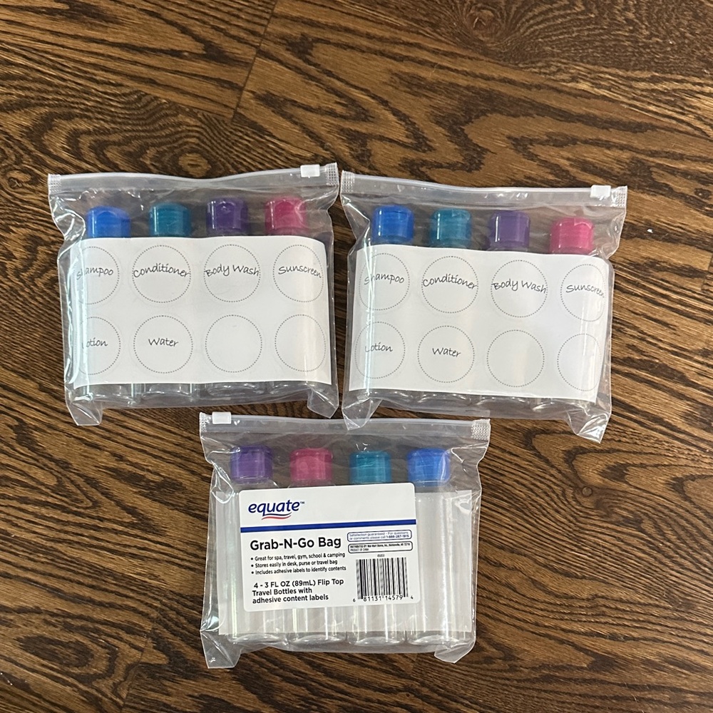 Equate Travel Bottle Set - Blue, Pink, Purple